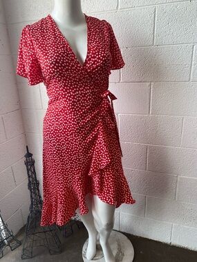 Red Polka Dot Wrap Dress - Women's Summer Dress